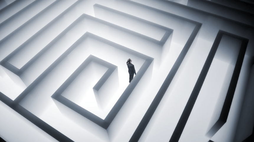 Person walking through a maze